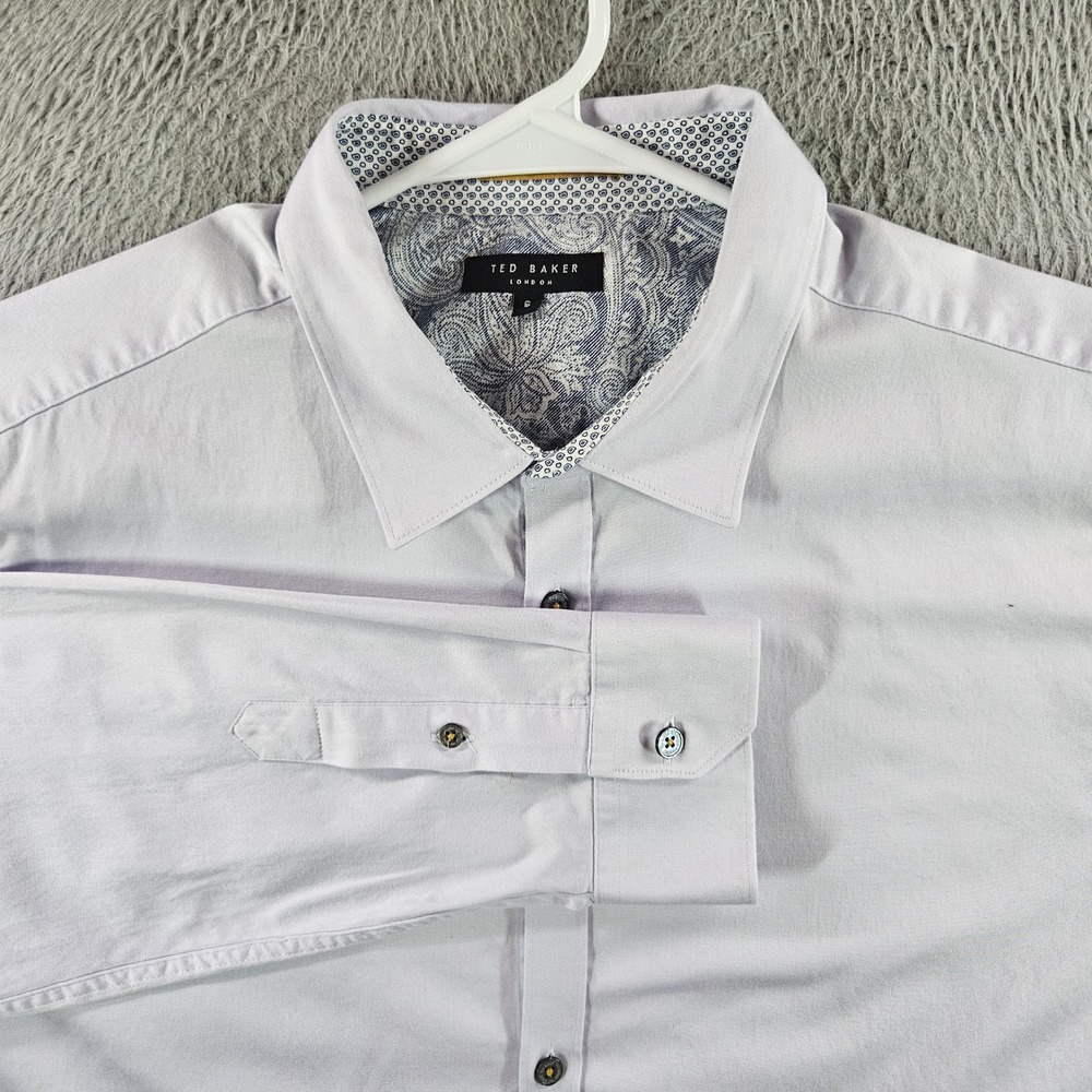 Ted Baker London Mens Size 6 Light Purple Long‎ Sleeve Button Down Shirt Plancuf
